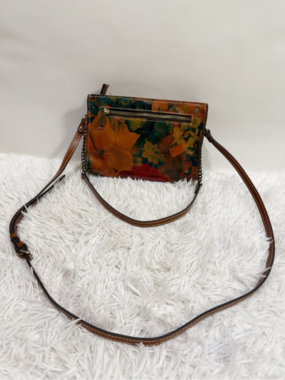 Patricia Nash Floral Print Crossbody Bag in Brown and Orange